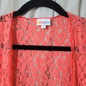 NWT Womens Lularoe Joy Lace Coral Sleeveless Coral Duster - Size M